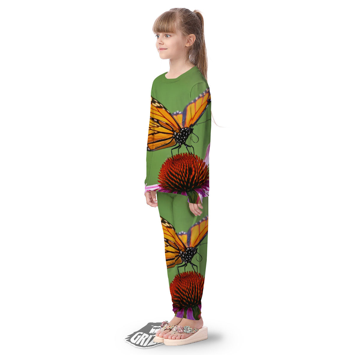 Butterfly Monarch Orange Print Kid's Pajamas-grizzshop