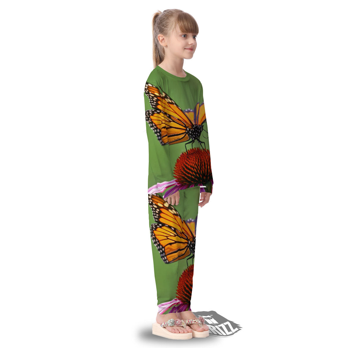 Butterfly Monarch Orange Print Kid's Pajamas-grizzshop