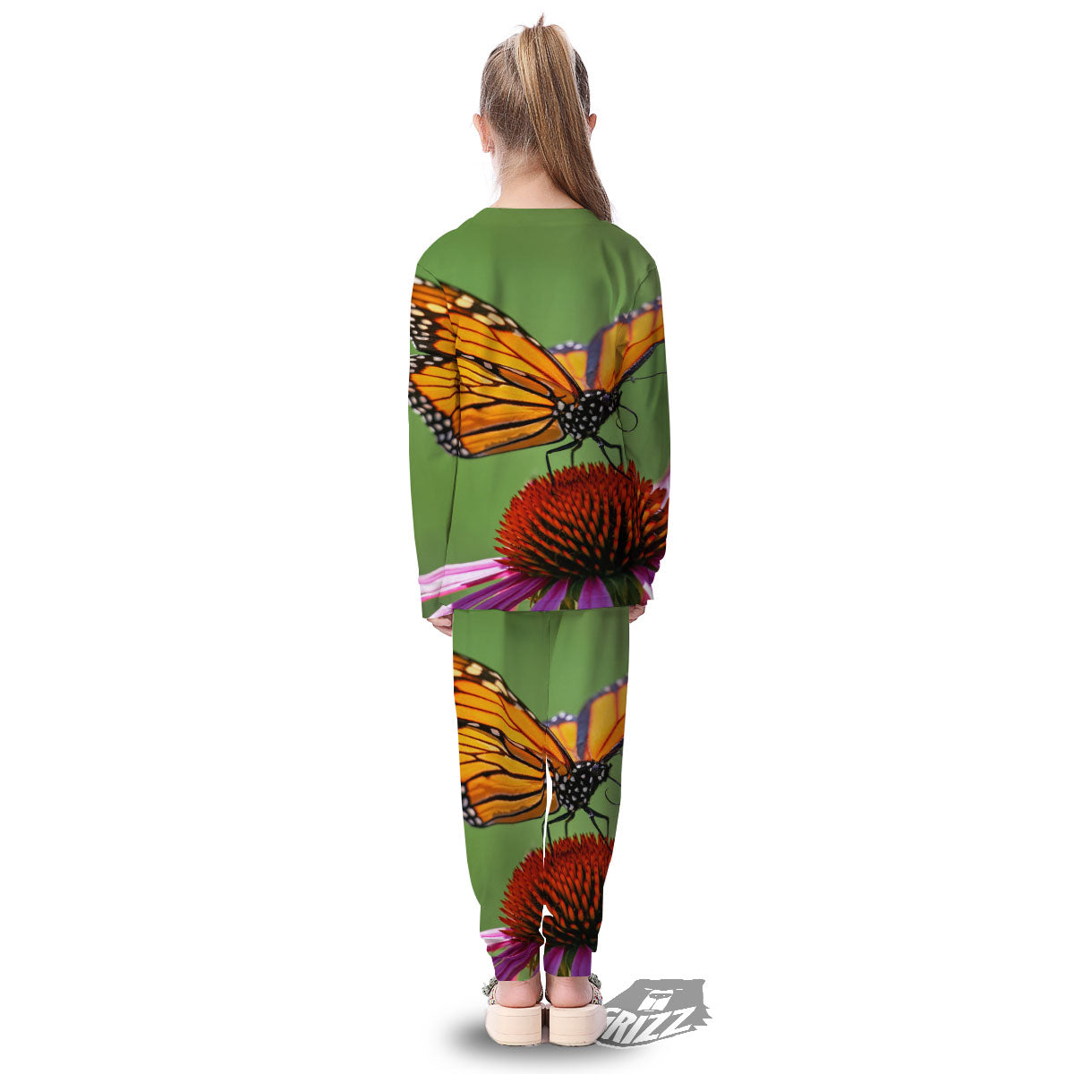 Butterfly Monarch Orange Print Kid's Pajamas-grizzshop