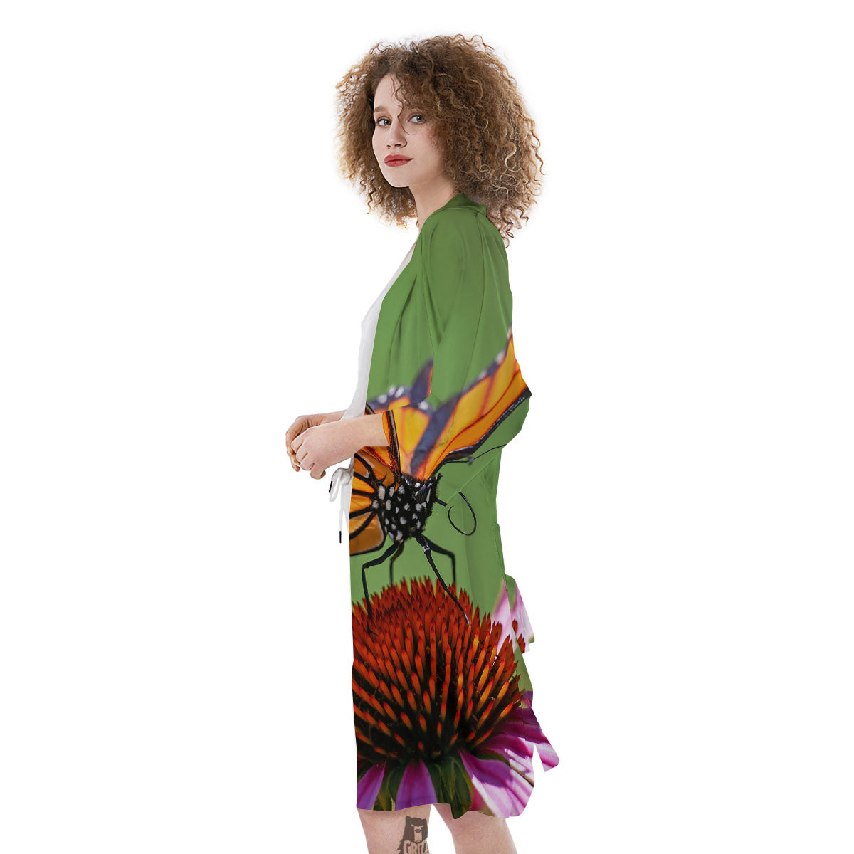 Butterfly Monarch Orange Print Kimono-grizzshop