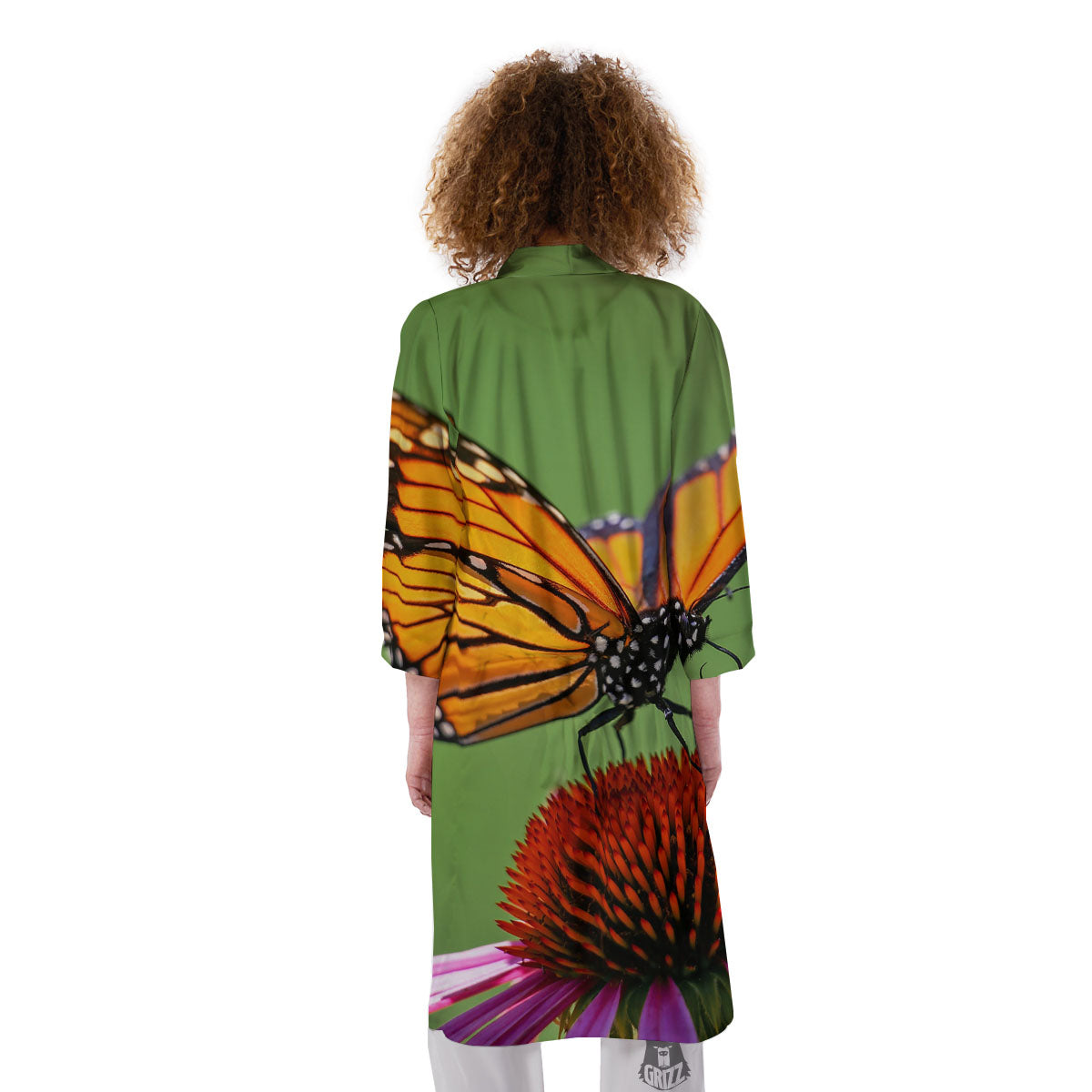 Butterfly Monarch Orange Print Kimono-grizzshop