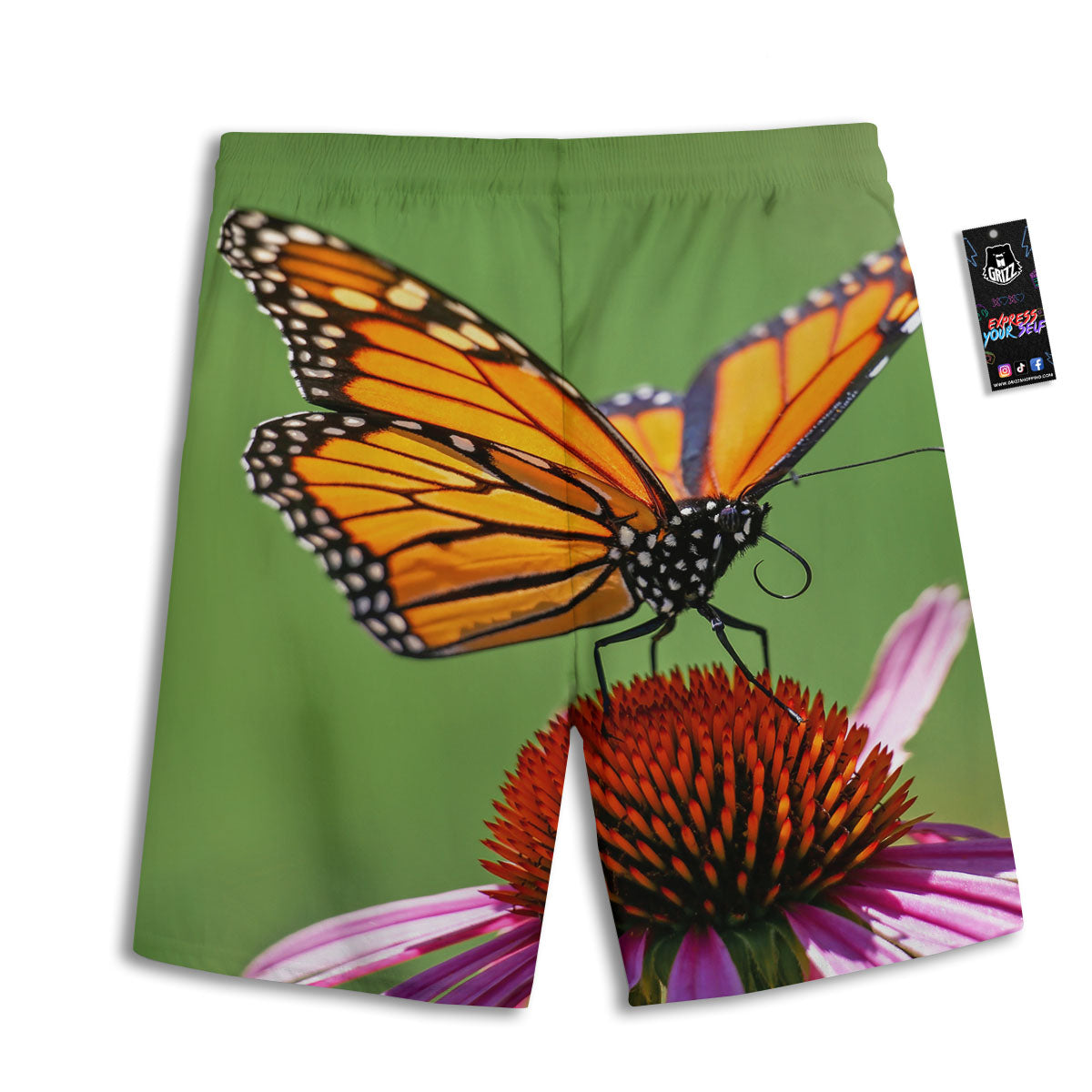 Butterfly Monarch Orange Print Men's Athletic Shorts