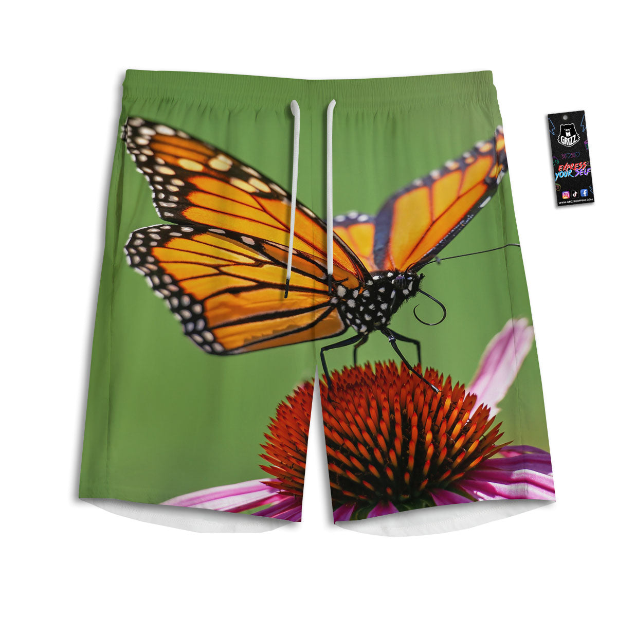 Butterfly Monarch Orange Print Men's Athletic Shorts