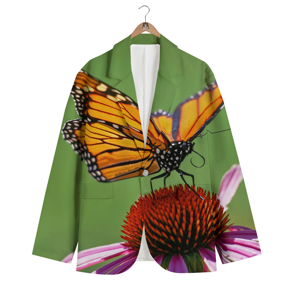 Butterfly Monarch Orange Print Men's Blazer-grizzshop