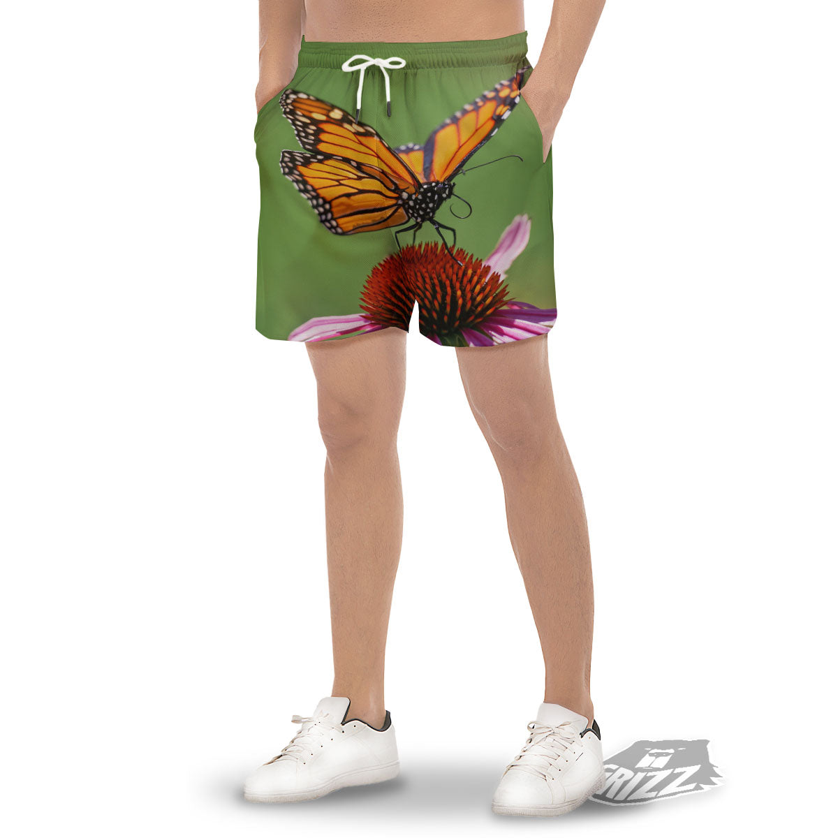 Butterfly Monarch Orange Print Men's Gym Shorts-grizzshop