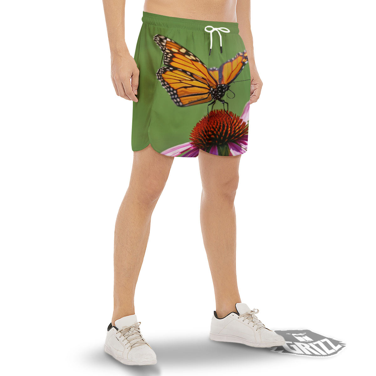 Butterfly Monarch Orange Print Men's Gym Shorts-grizzshop