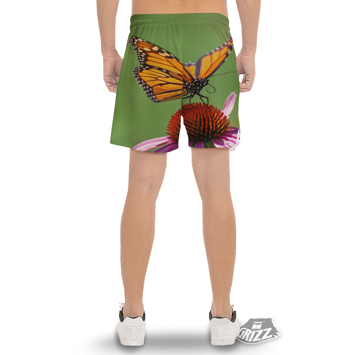Butterfly Monarch Orange Print Men's Gym Shorts-grizzshop