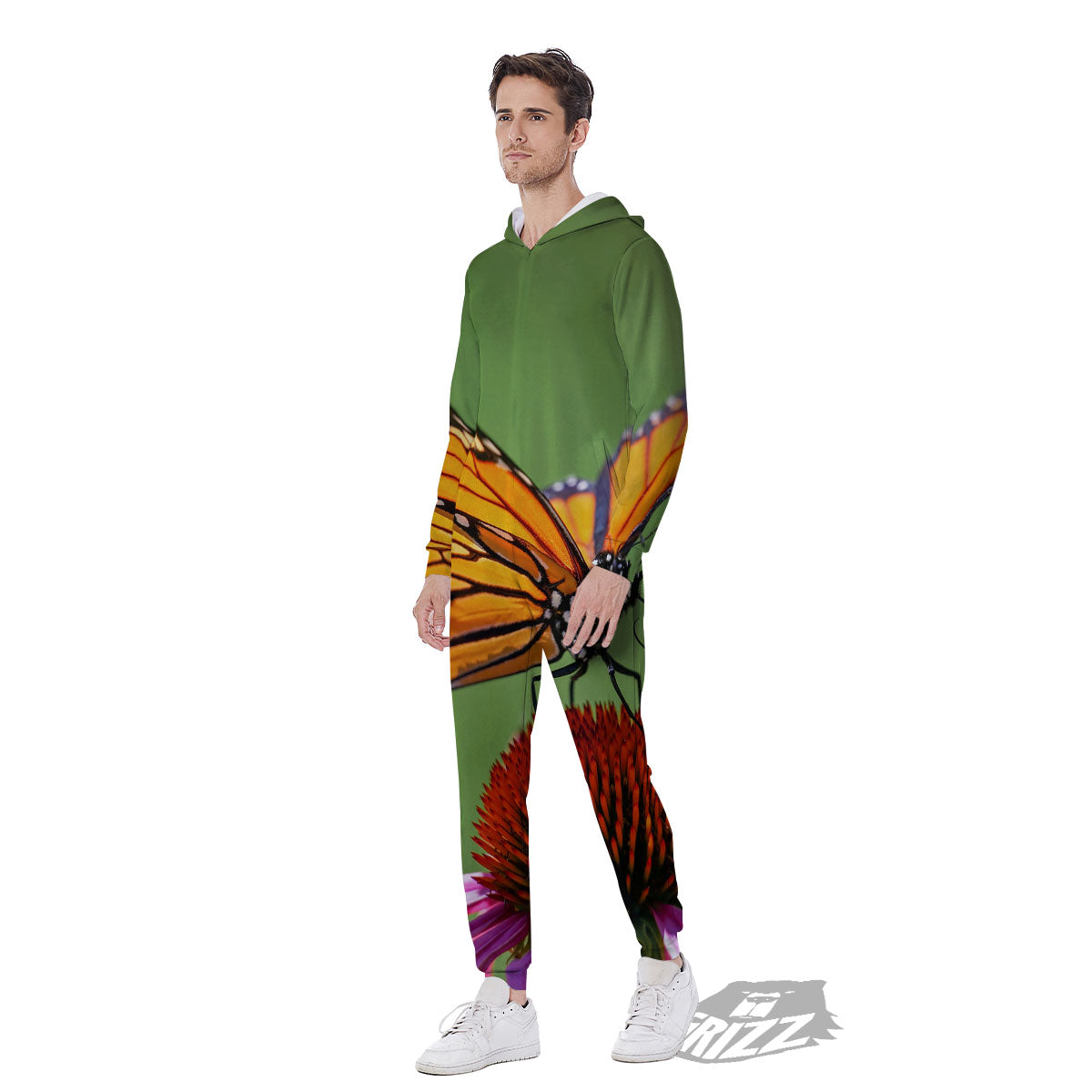 Butterfly Monarch Orange Print Men's Jumpsuit-grizzshop