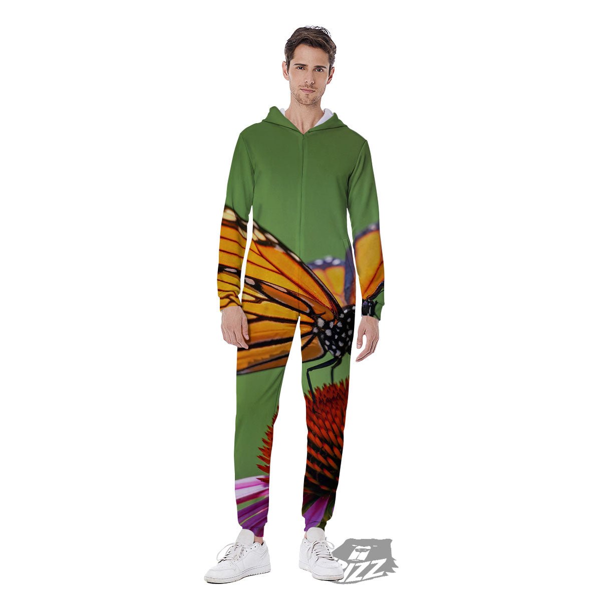 Butterfly Monarch Orange Print Men's Jumpsuit-grizzshop