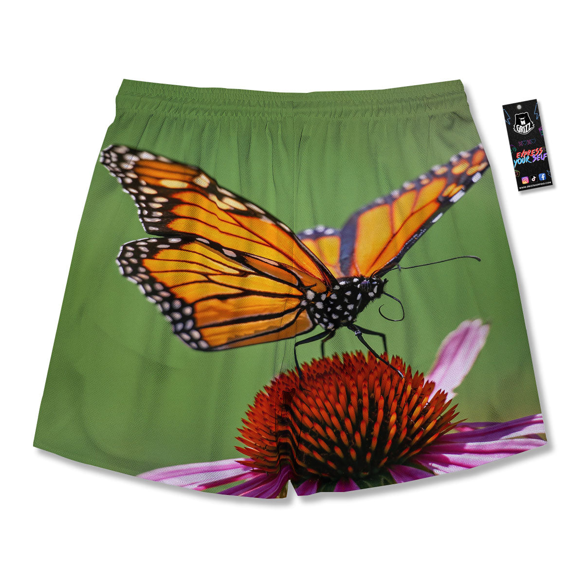 Butterfly Monarch Orange Print Men's Running Shorts-grizzshop
