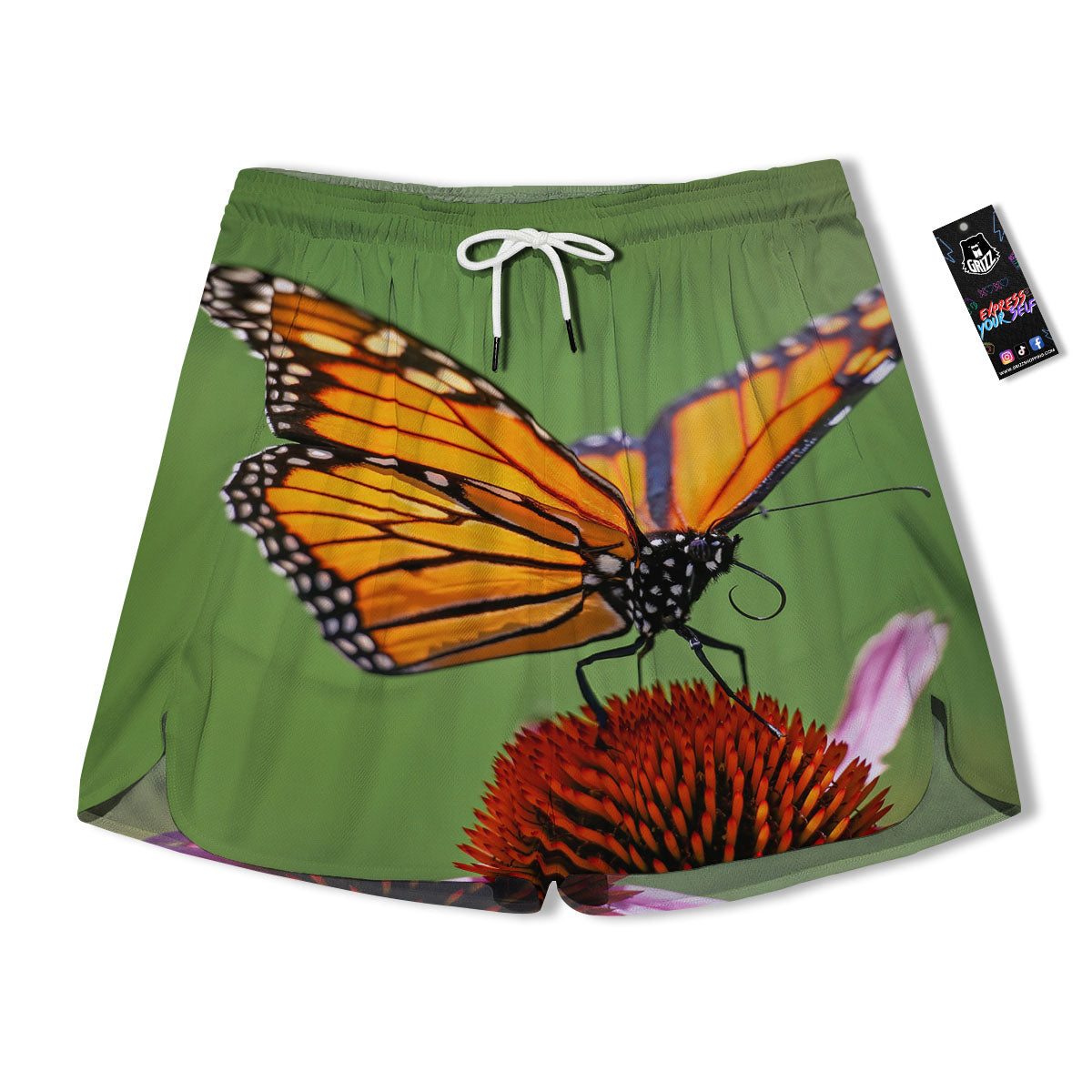 Butterfly Monarch Orange Print Men's Running Shorts-grizzshop
