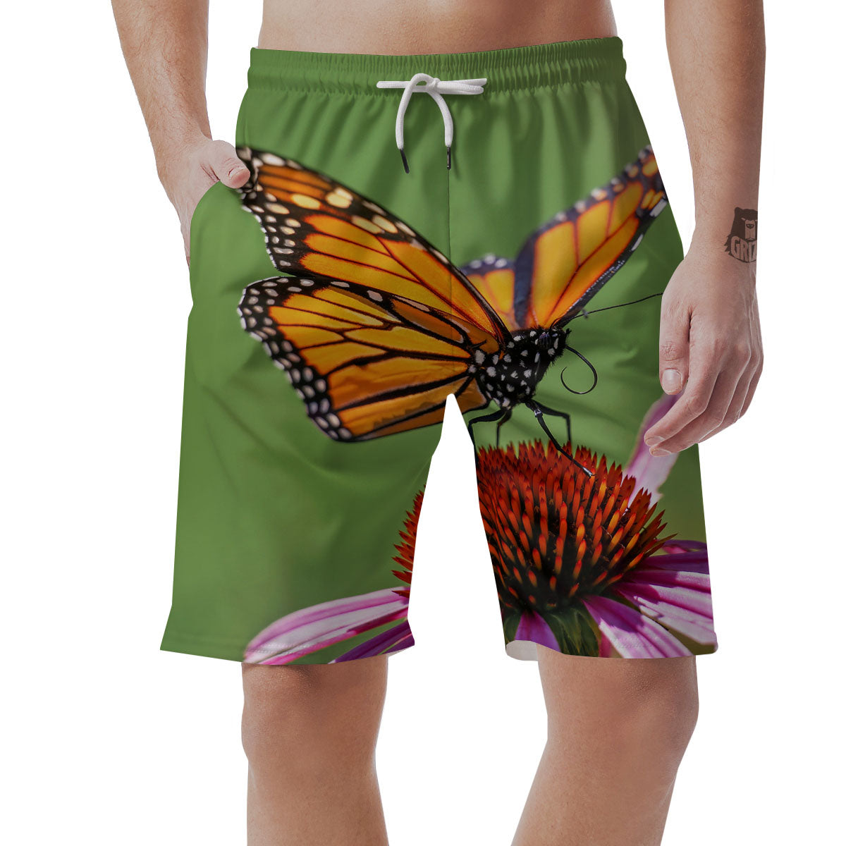 Butterfly Monarch Orange Print Men's Shorts-grizzshop