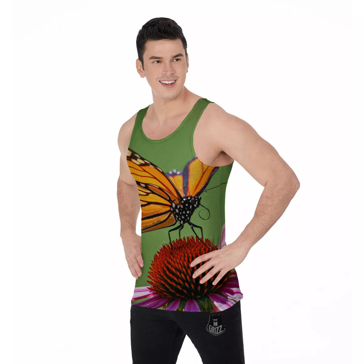 Butterfly Monarch Orange Print Men's Tank Top-grizzshop