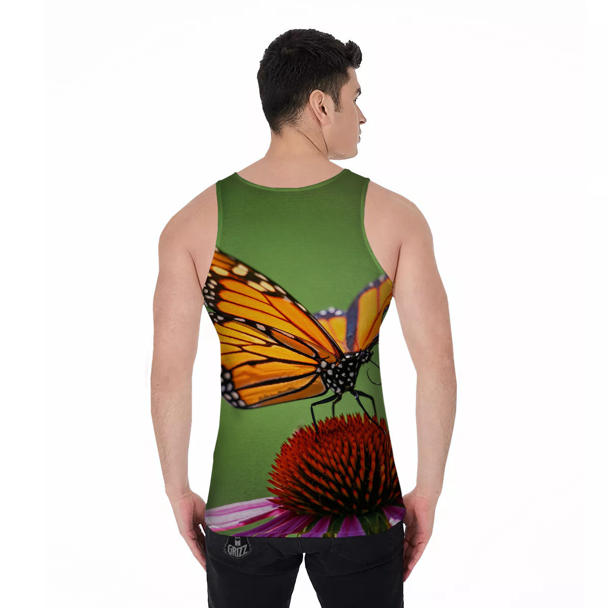Butterfly Monarch Orange Print Men's Tank Top-grizzshop