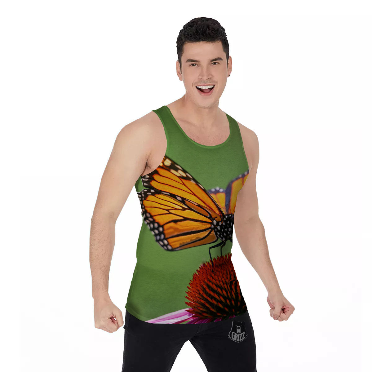 Butterfly Monarch Orange Print Men's Tank Top-grizzshop