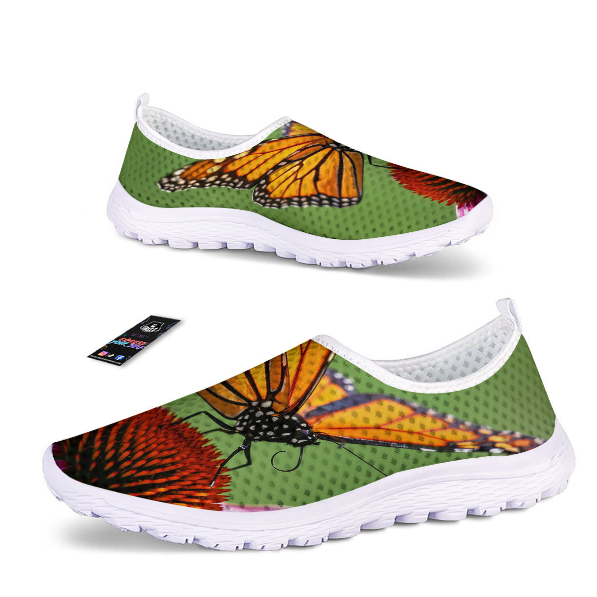 Butterfly Monarch Orange Print Nurse Shoes-grizzshop