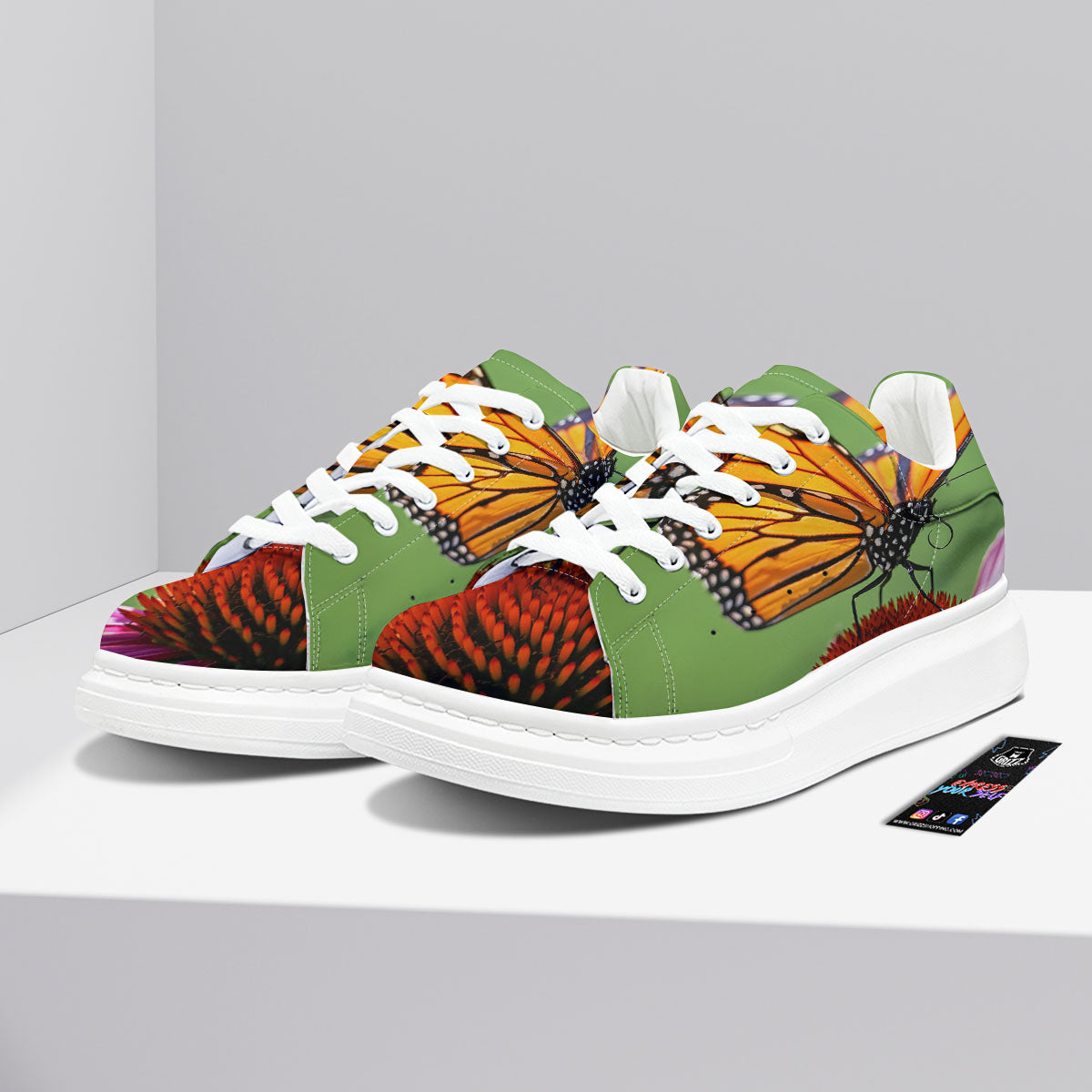 Butterfly Monarch Orange Print Platform Shoes-grizzshop