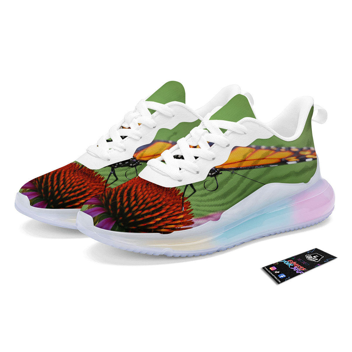 Butterfly Monarch Orange Print Running Sneakers-grizzshop