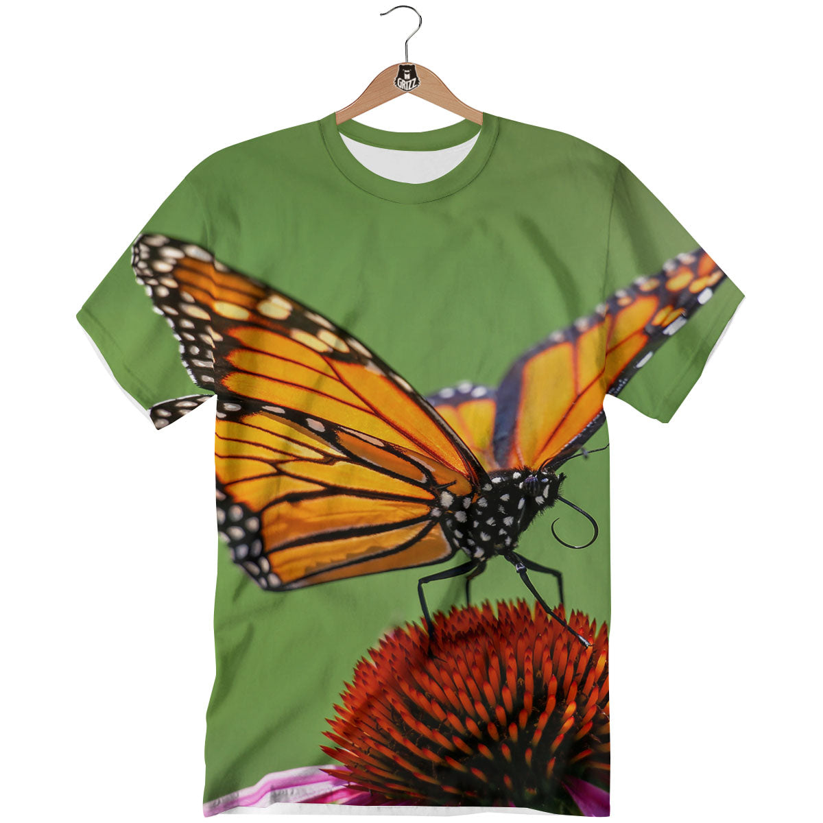 Butterfly Monarch Orange Print T-Shirt-grizzshop