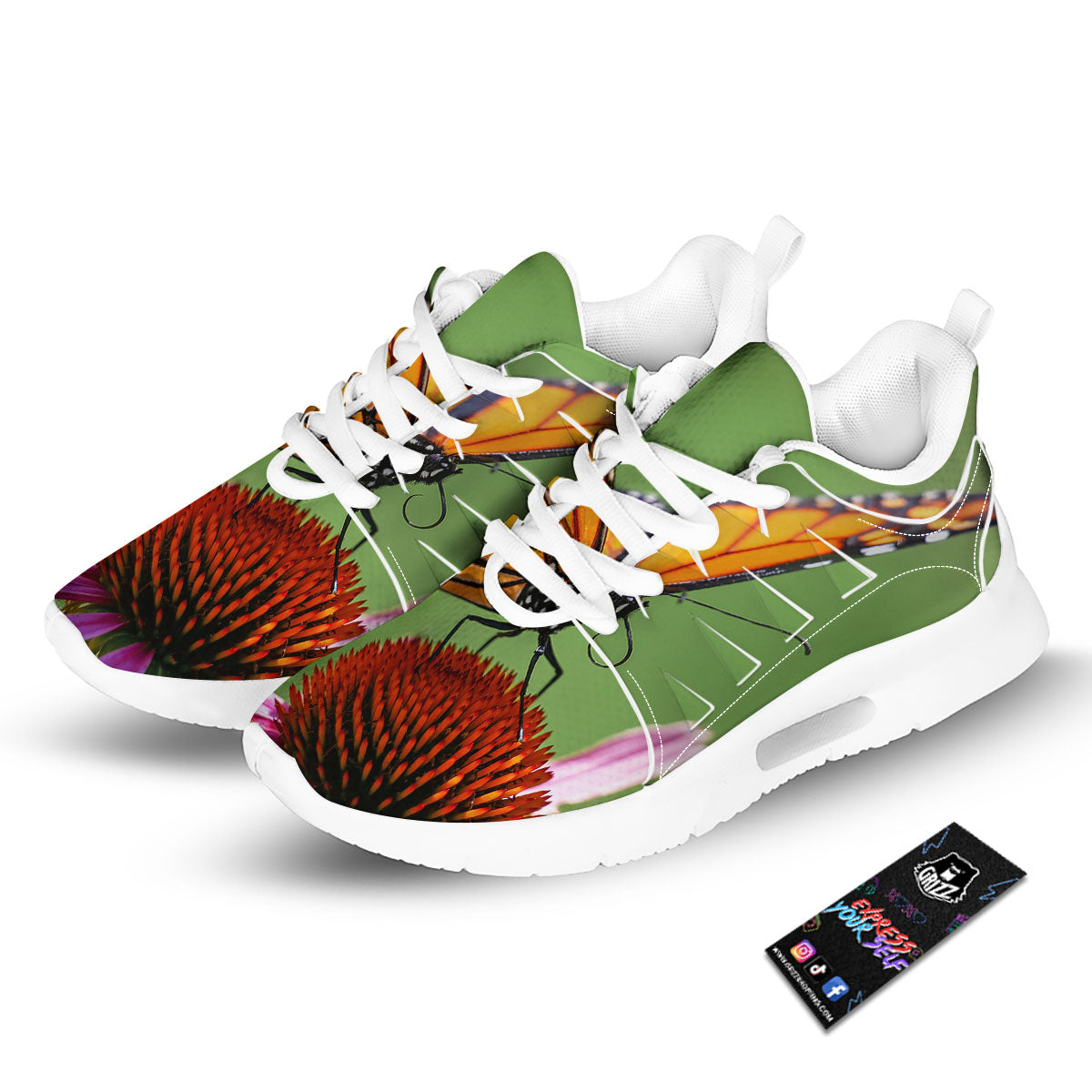 Butterfly Monarch Orange Print Tennis Shoes-grizzshop