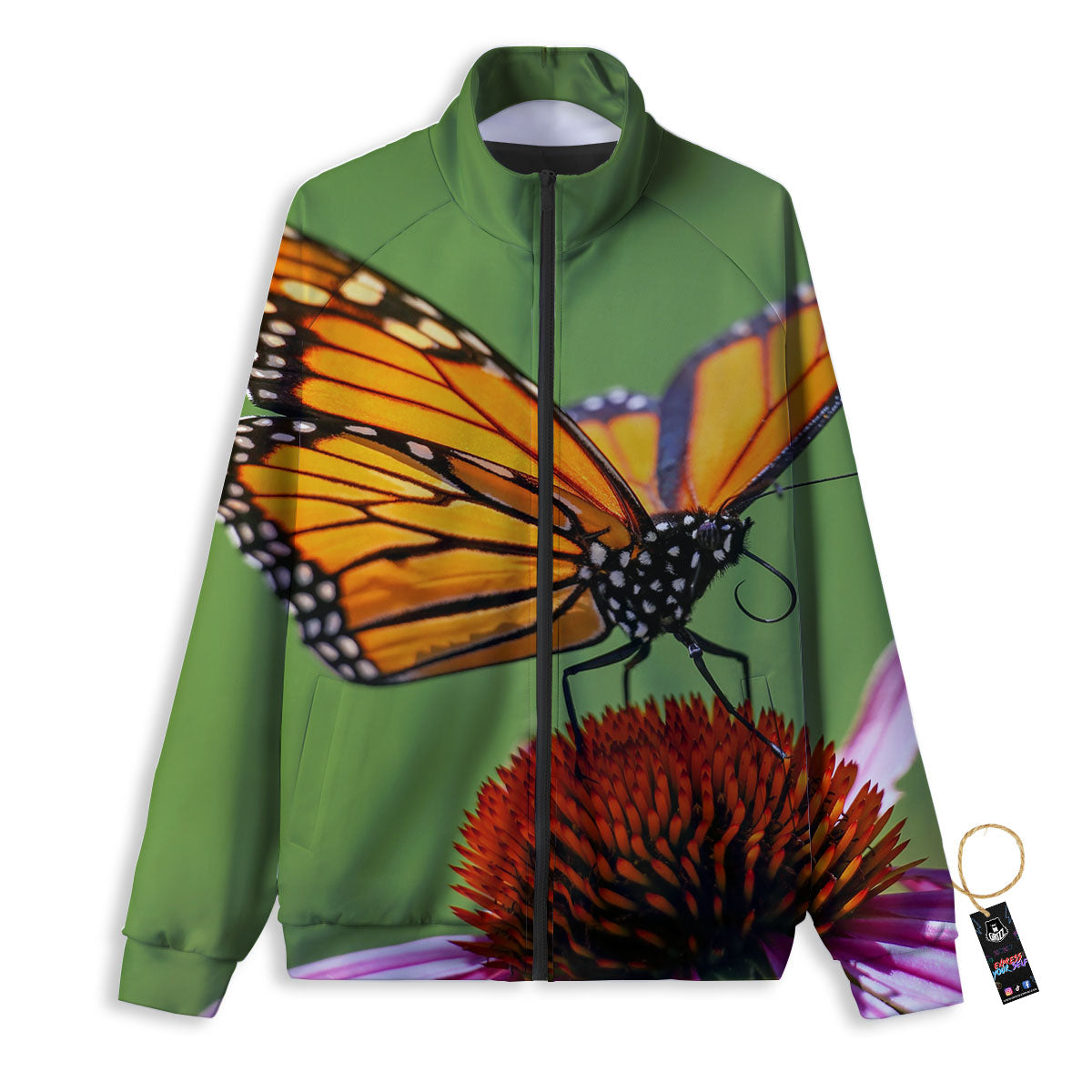 Butterfly Monarch Orange Print Track Jacket-grizzshop