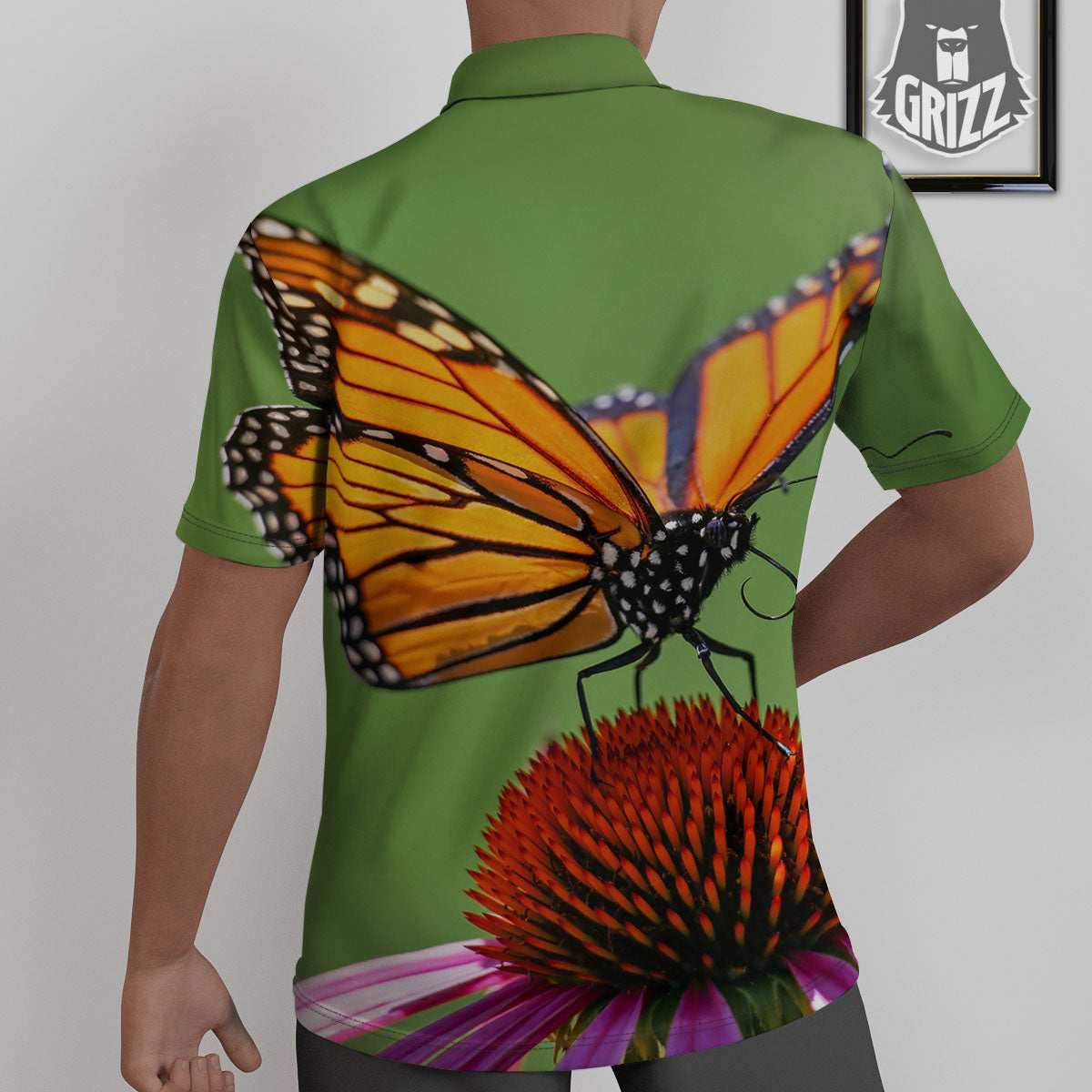 Butterfly Monarch Orange Print Untucked Shirts-grizzshop