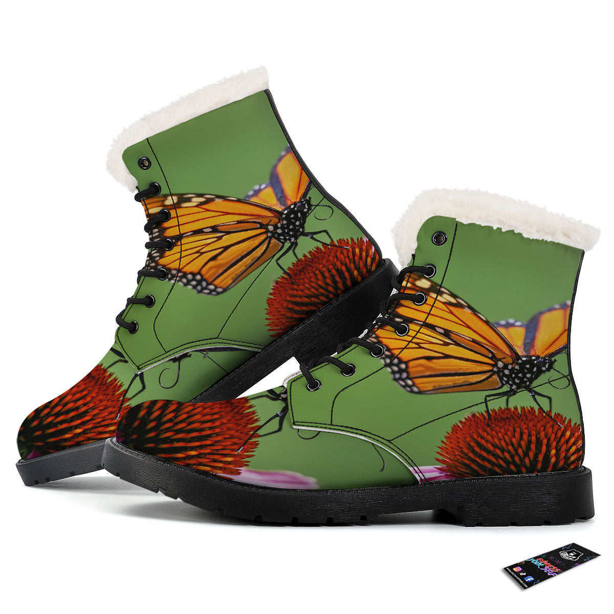 Butterfly Monarch Orange Print Winter Boots-grizzshop