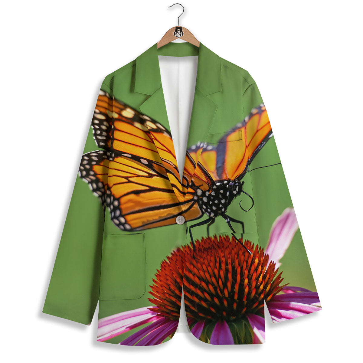 Butterfly Monarch Orange Print Women's Blazer-grizzshop