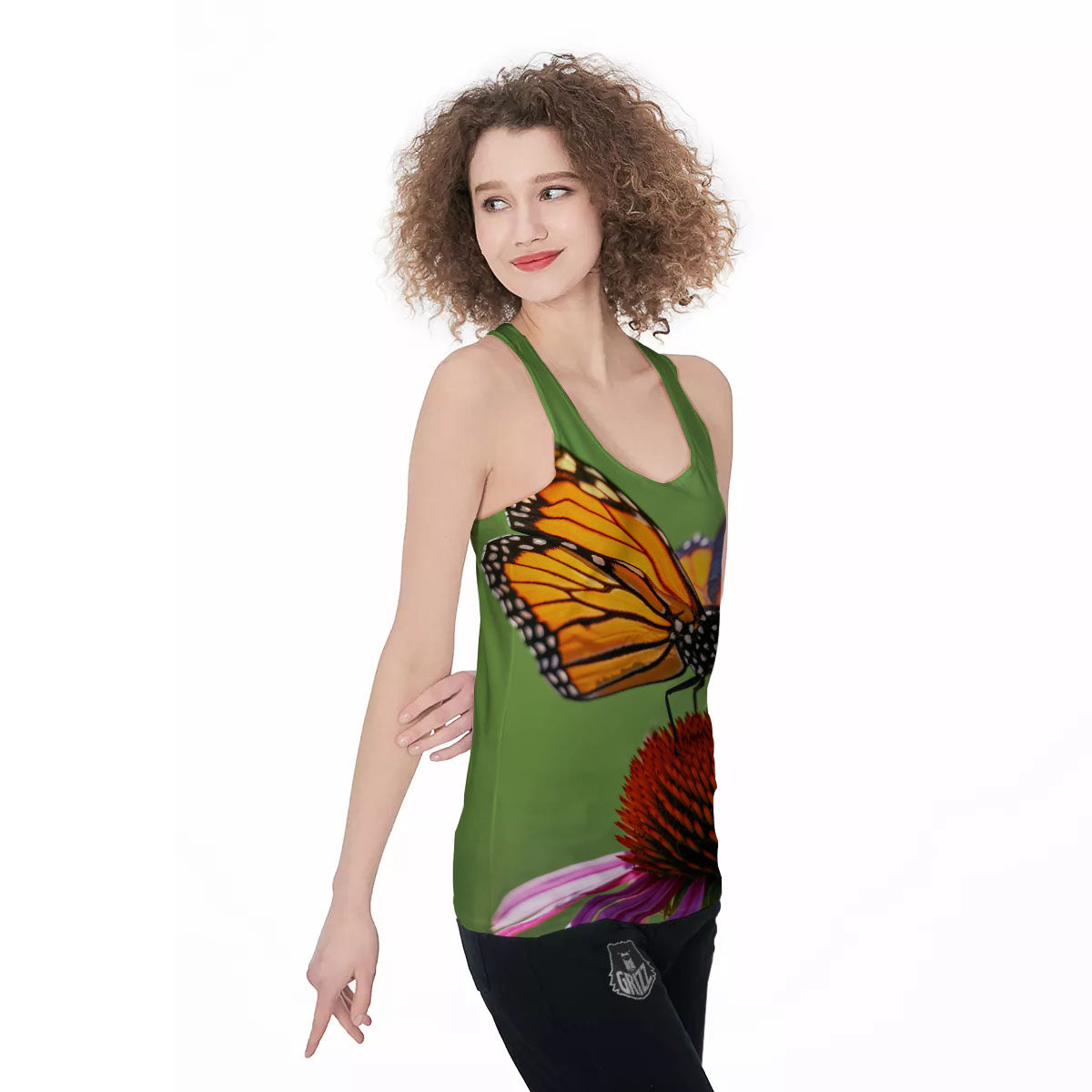 Butterfly Monarch Orange Print Women's Racerback Tank Top-grizzshop