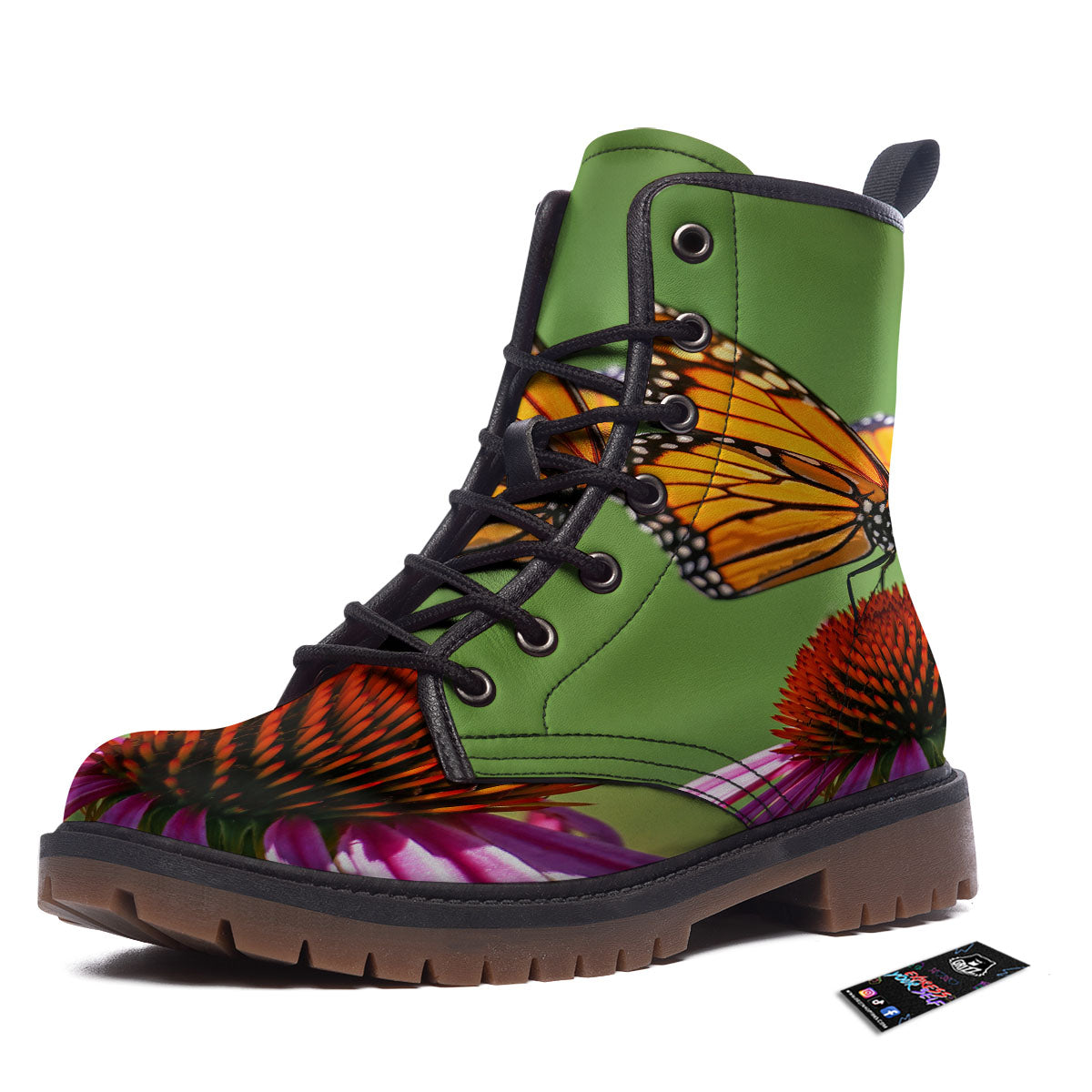Butterfly Monarch Orange Print Work Boots-grizzshop