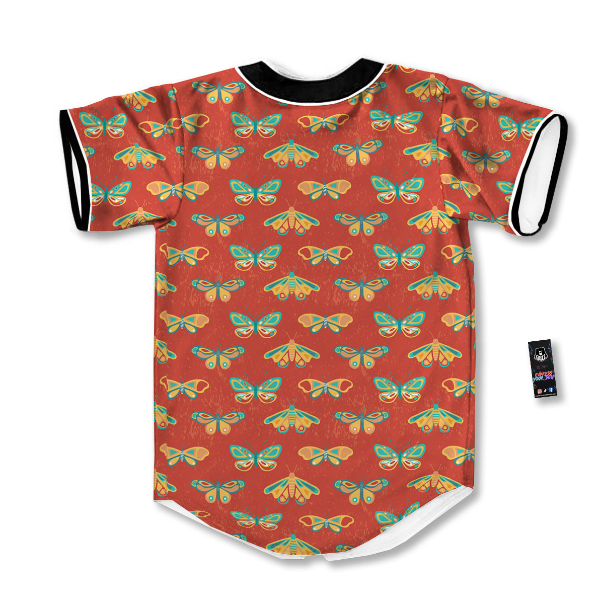 Butterfly Monarch Vintage Print Pattern Baseball Jersey-grizzshop