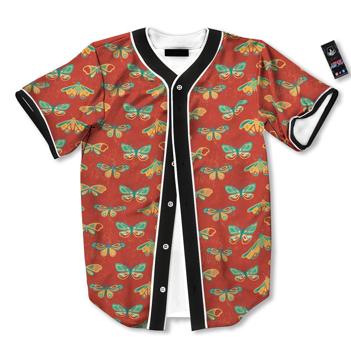 Butterfly Monarch Vintage Print Pattern Baseball Jersey-grizzshop