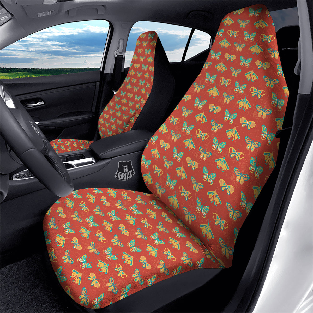 Butterfly Monarch Vintage Print Pattern Car Seat Covers-grizzshop