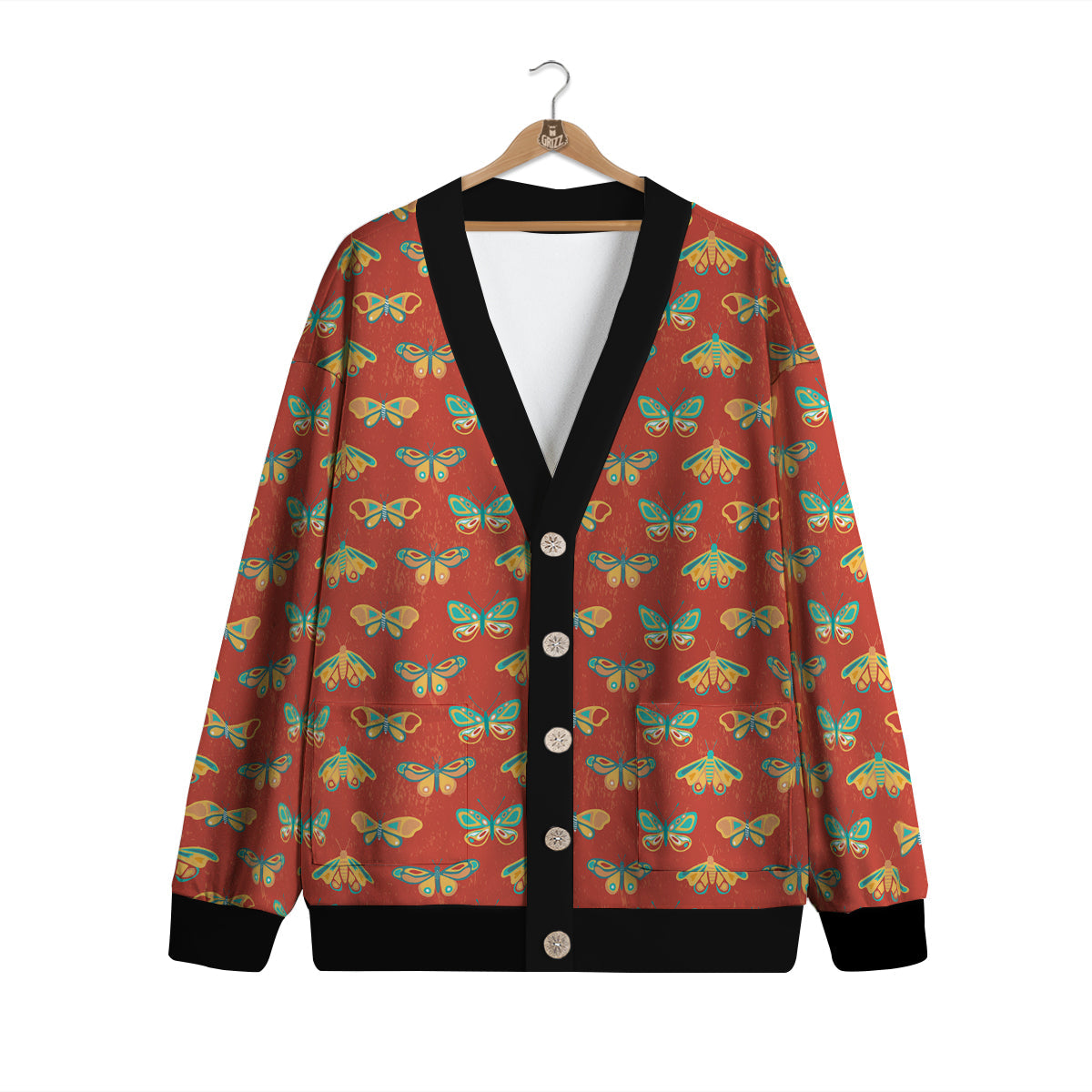 Butterfly Monarch Vintage Print Pattern Cardigan-grizzshop