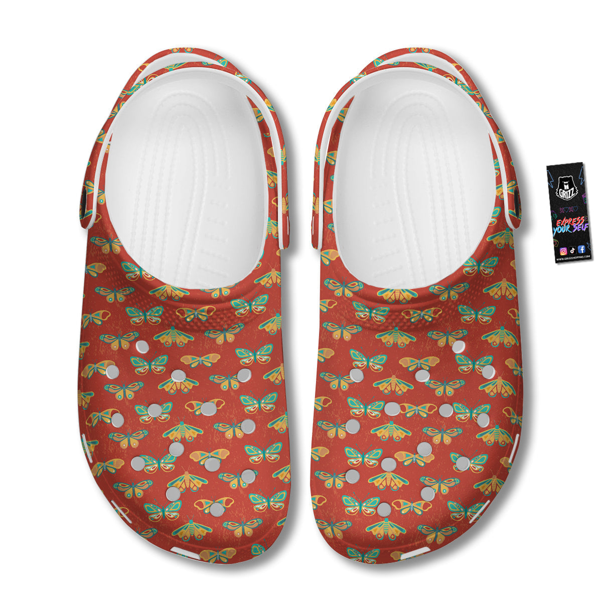 Butterfly Monarch Vintage Print Pattern Clog-grizzshop