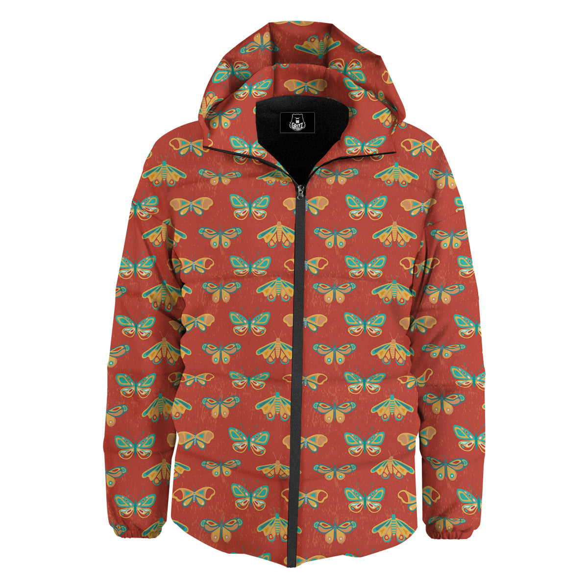 Butterfly Monarch Vintage Print Pattern Down Jacket-grizzshop