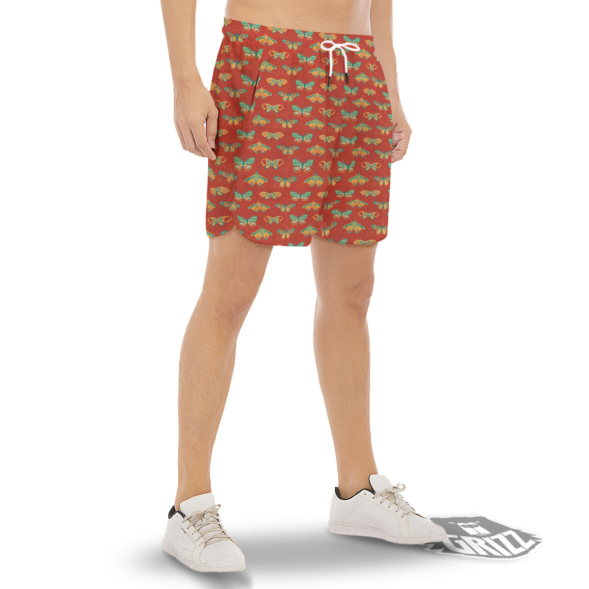 Butterfly Monarch Vintage Print Pattern Men's Gym Shorts-grizzshop