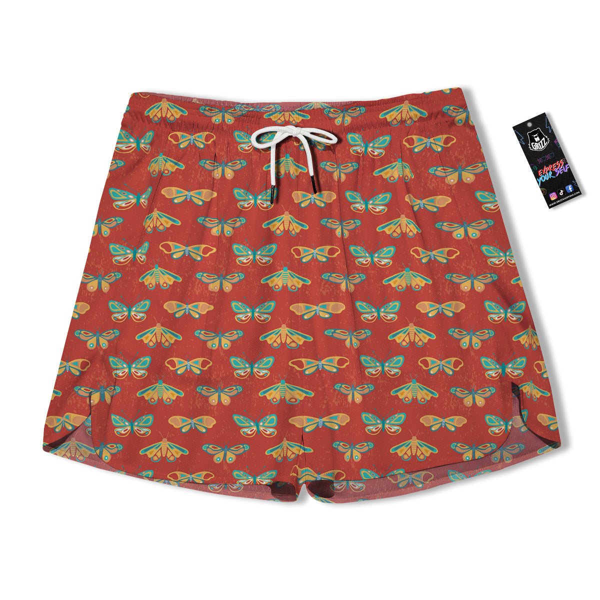 Butterfly Monarch Vintage Print Pattern Men's Running Shorts-grizzshop