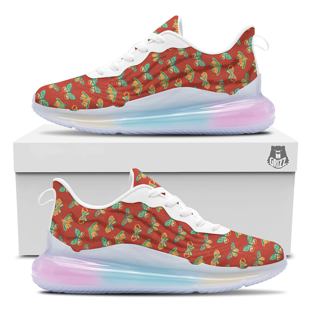 Butterfly Monarch Vintage Print Pattern Running Sneakers-grizzshop