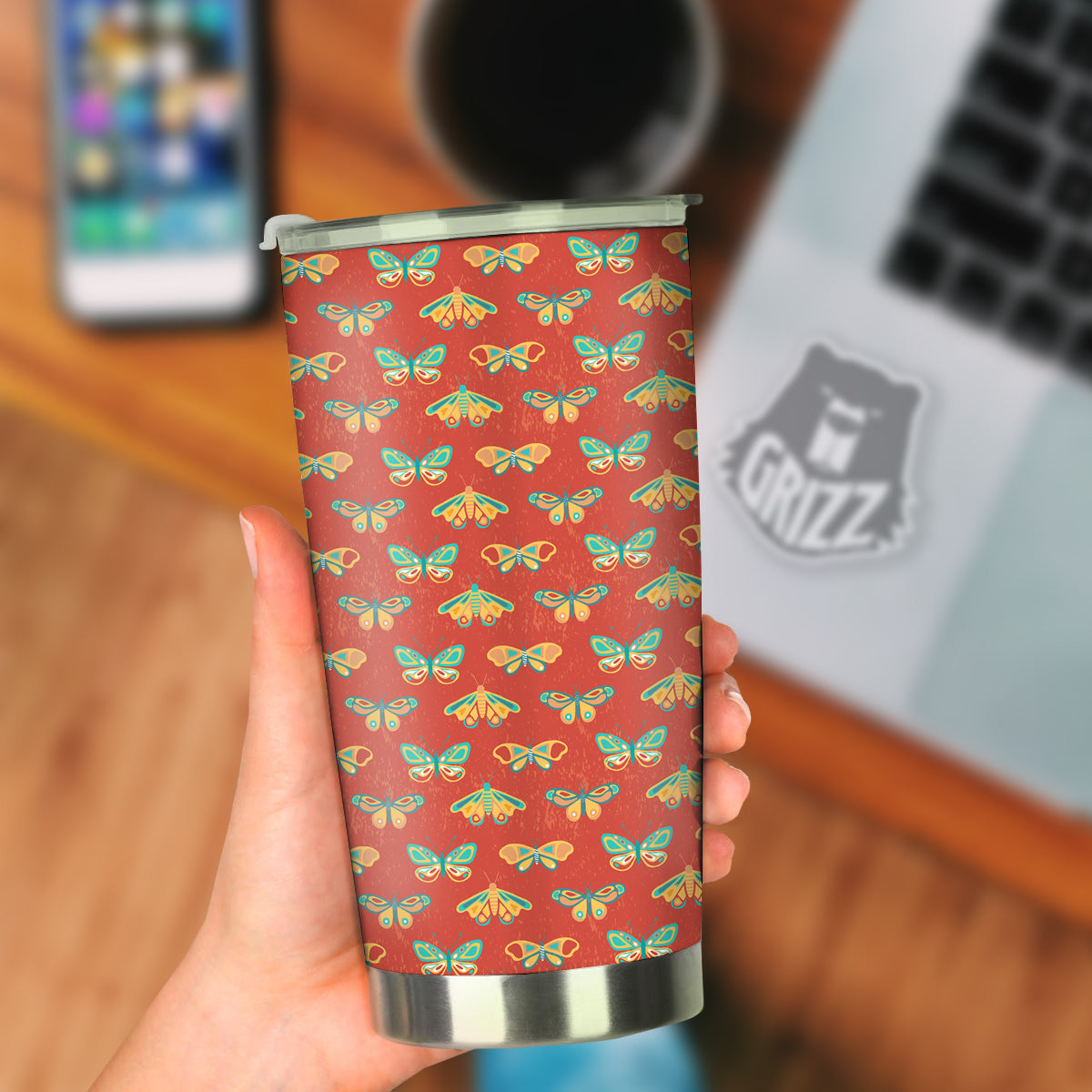 Butterfly Monarch Vintage Print Pattern Tumbler-grizzshop