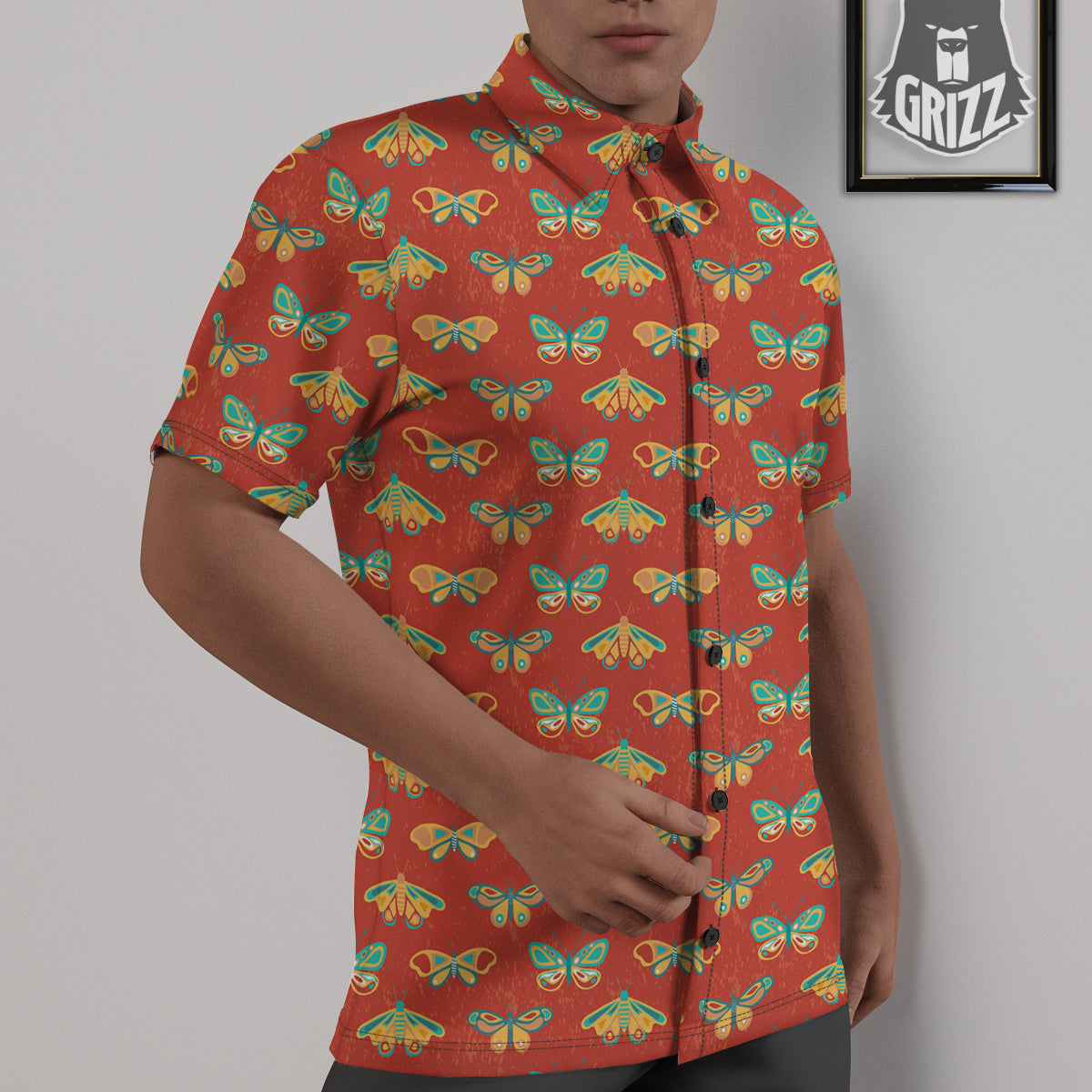 Butterfly Monarch Vintage Print Pattern Untucked Shirts-grizzshop