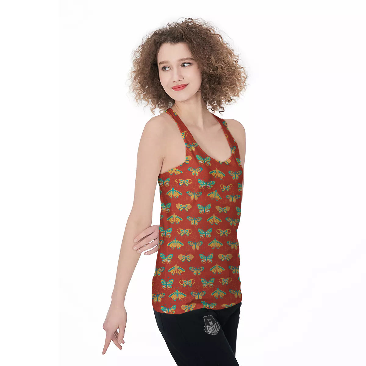 Butterfly Monarch Vintage Print Pattern Women's Racerback Tank Top-grizzshop