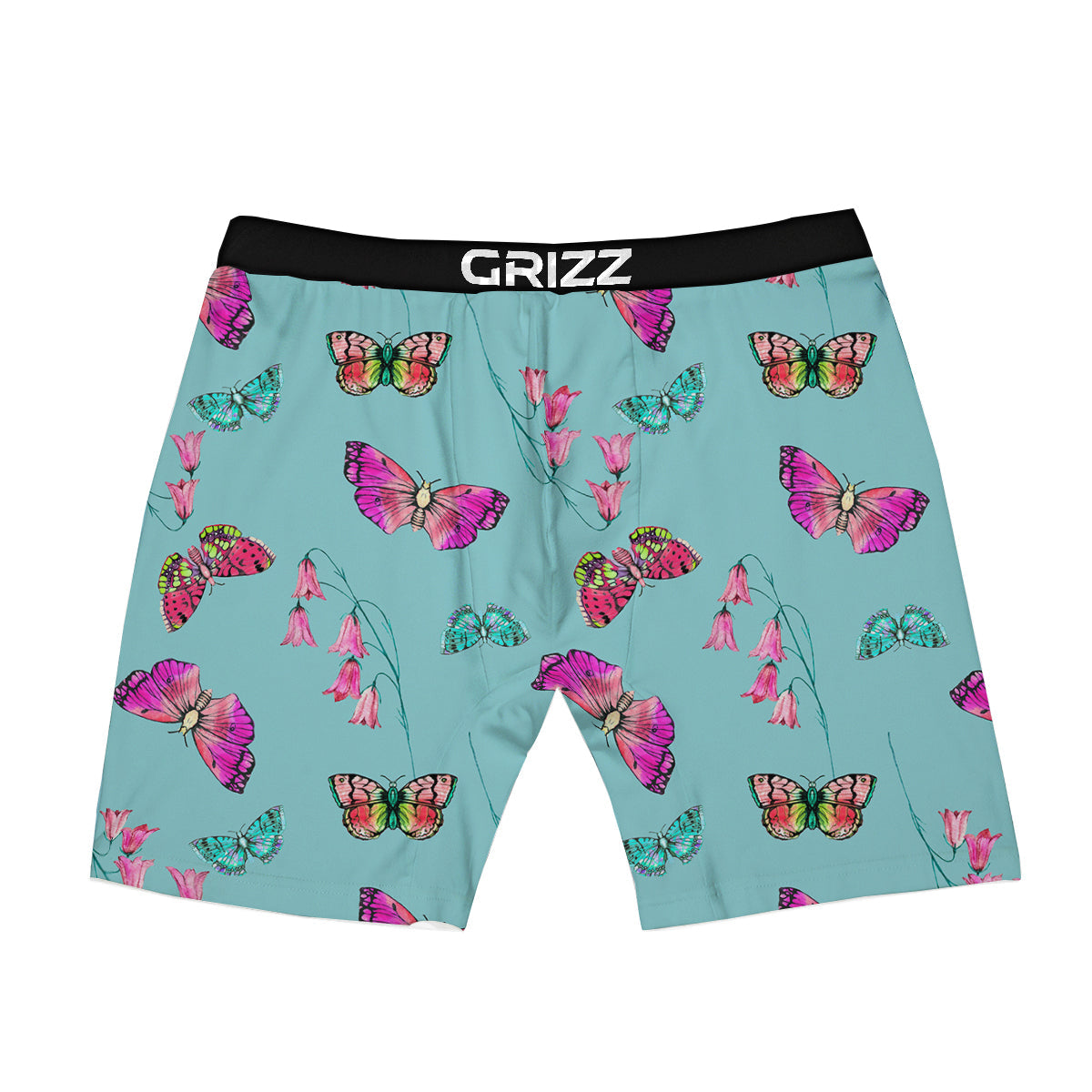 Butterfly Pink And Turquoise Print Pattern Boxer Briefs-grizzshop