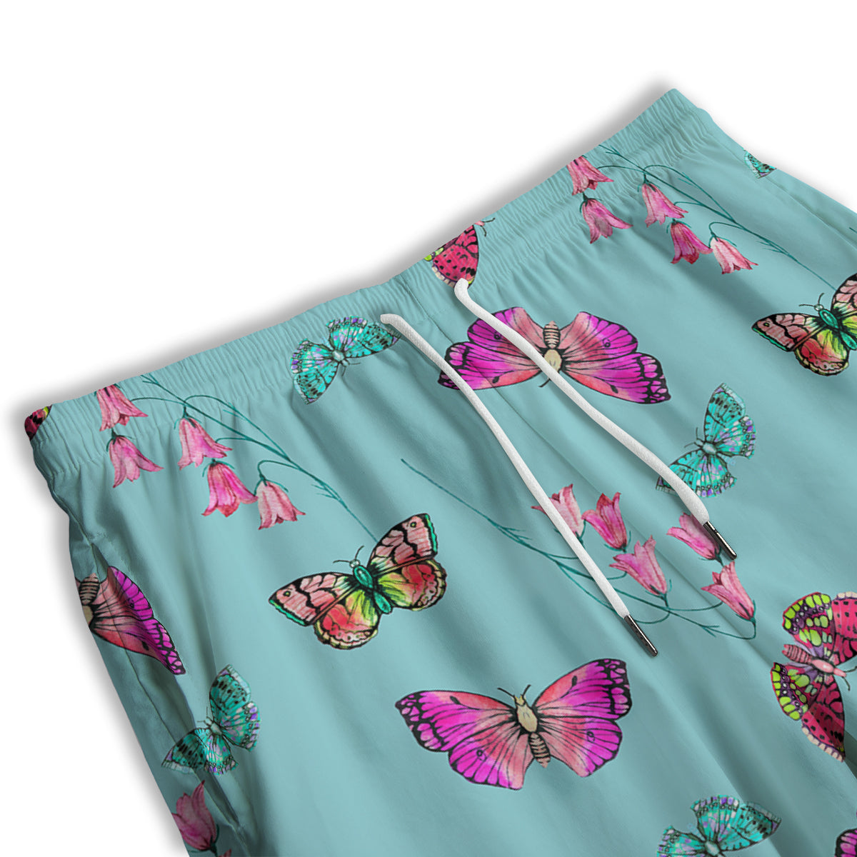 Butterfly Pink And Turquoise Print Pattern Men's Athletic Shorts