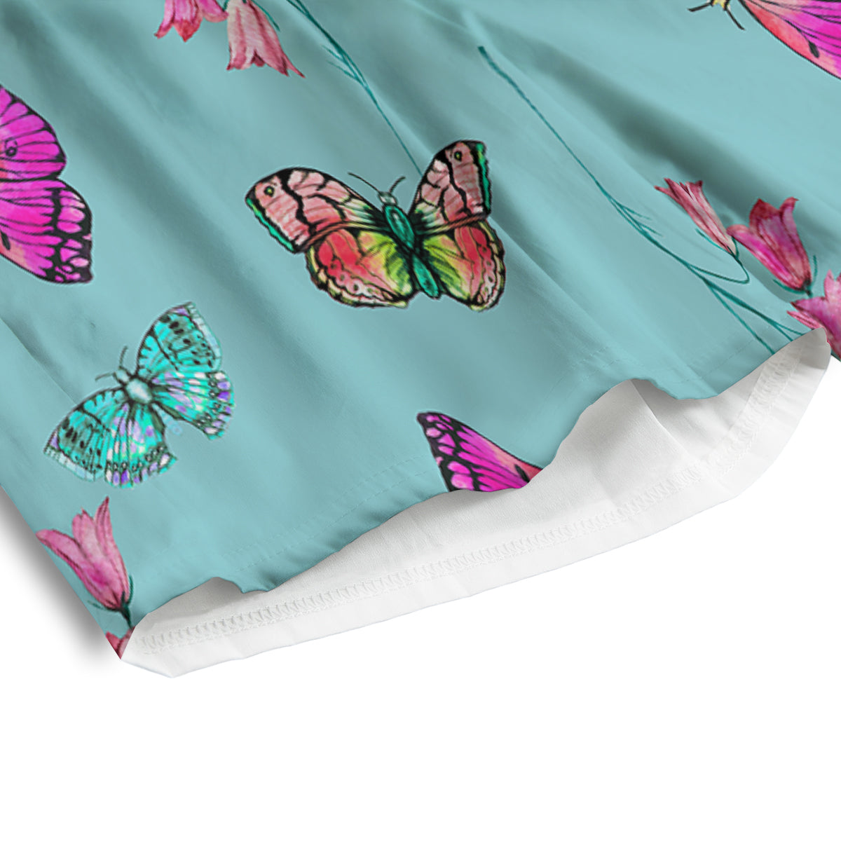 Butterfly Pink And Turquoise Print Pattern Men's Athletic Shorts