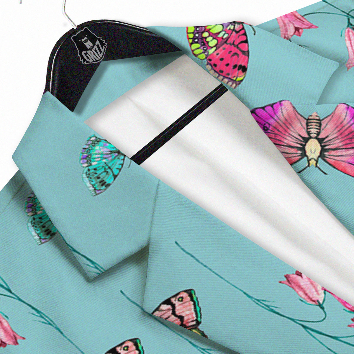 Butterfly Pink And Turquoise Print Pattern Men's Sport Coat-grizzshop