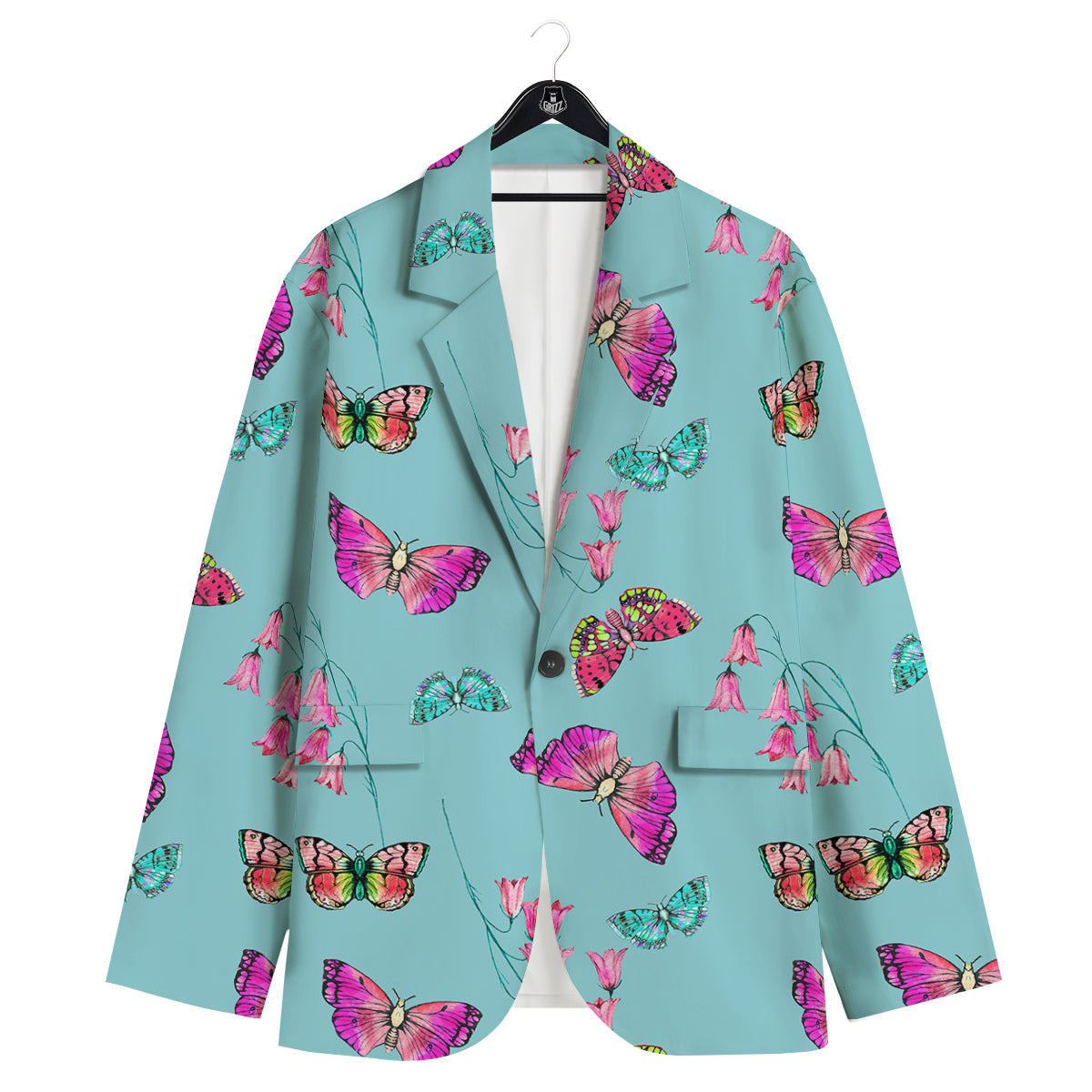 Butterfly Pink And Turquoise Print Pattern Men's Sport Coat-grizzshop