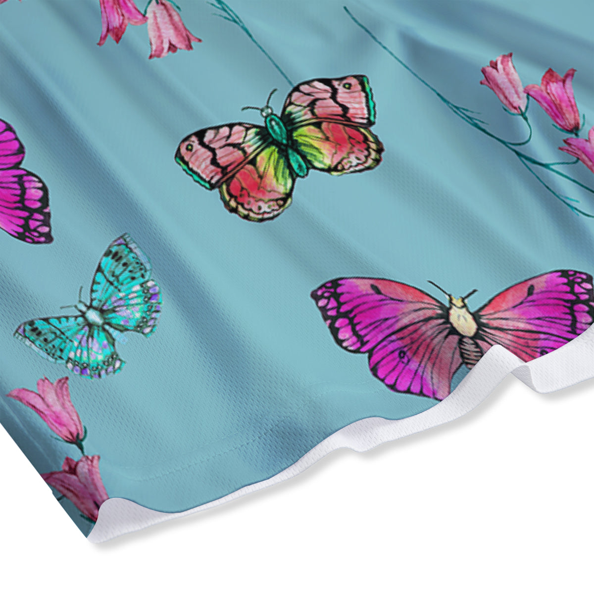 Butterfly Pink And Turquoise Print Pattern Mesh Shorts