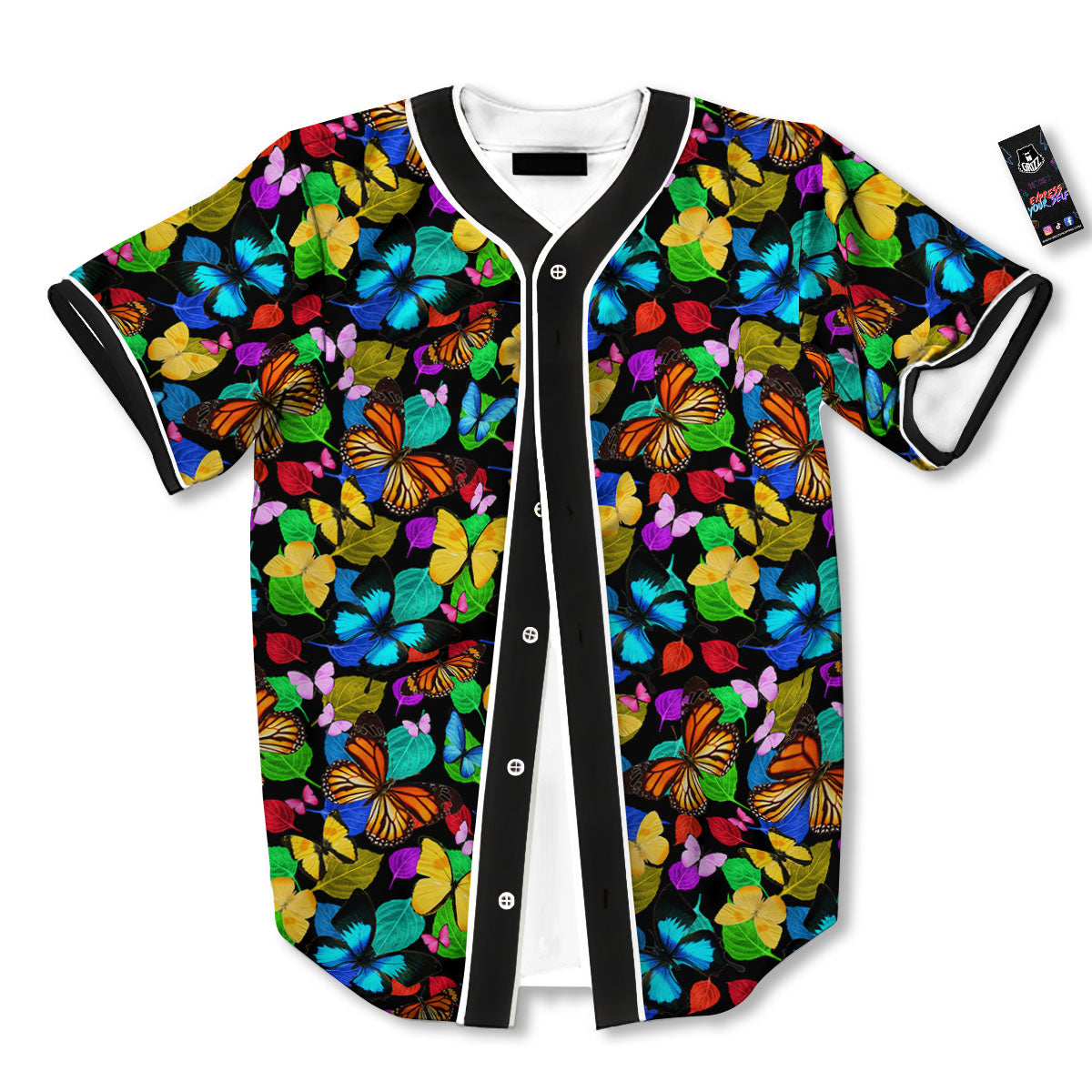 Butterfly Rainbow Print Pattern Baseball Jersey-grizzshop
