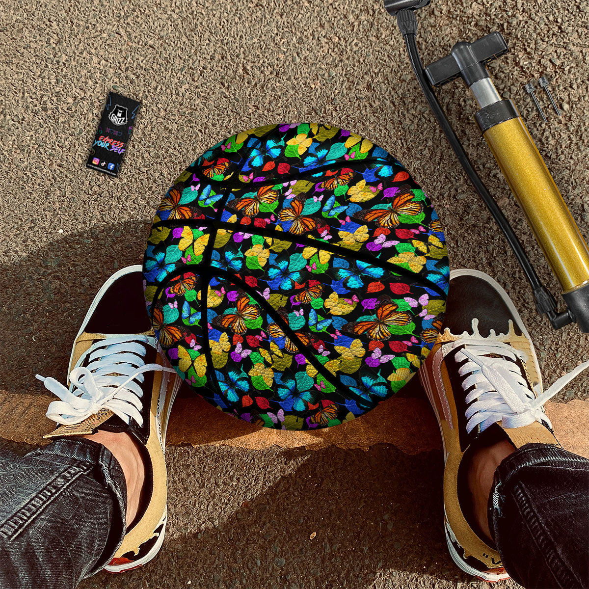 Butterfly Rainbow Print Pattern Basketball-grizzshop